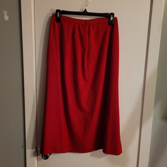 Vintage 1960s 1970s Women’s Red Wool Midi Maxi Skirt High Waist Modest Lined - Picture 3 of 10